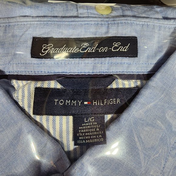 Tommy Hilfiger Mens Light Blue Cotton Button-Down Shirt L Casual Long Sleeve - Picture 4 of 9